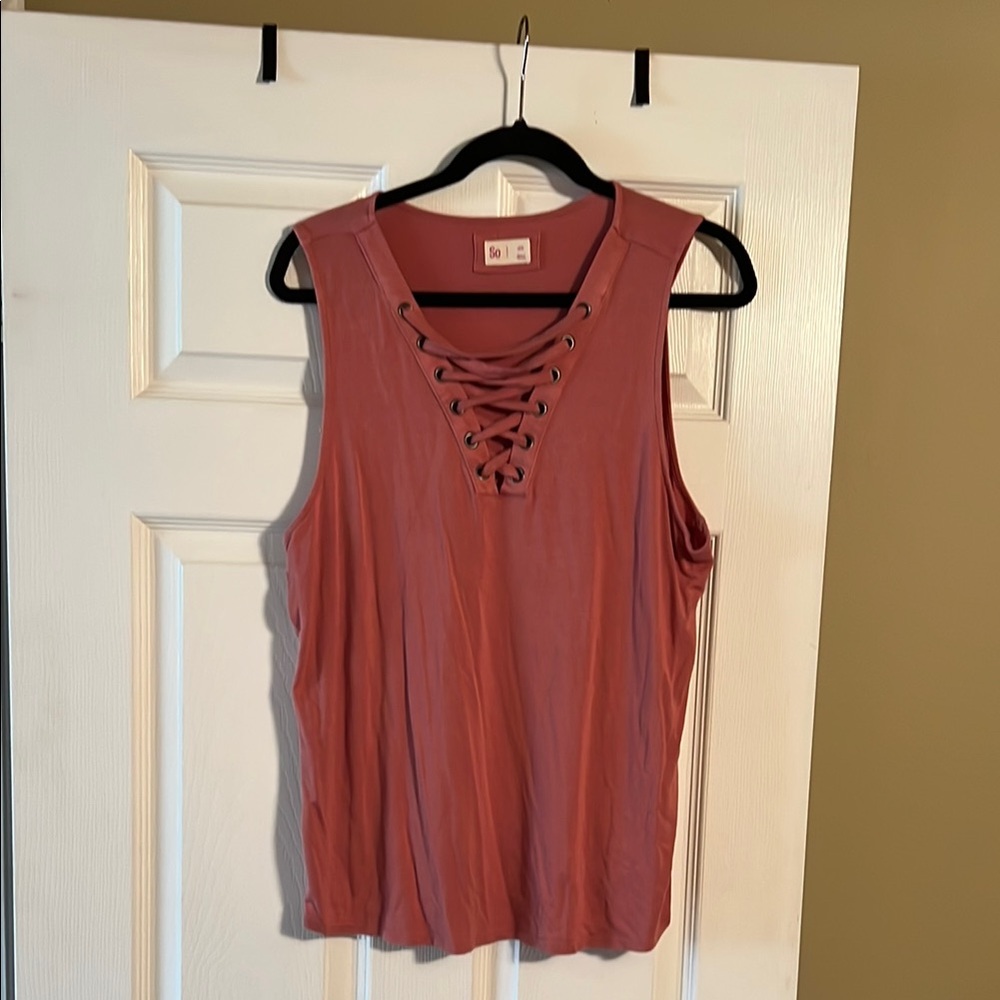 Peach, front lace SO brand XXL Tank Top. New, Never Worn
